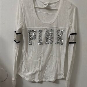 PINK Victoria's Secret White Long Sleeve Top